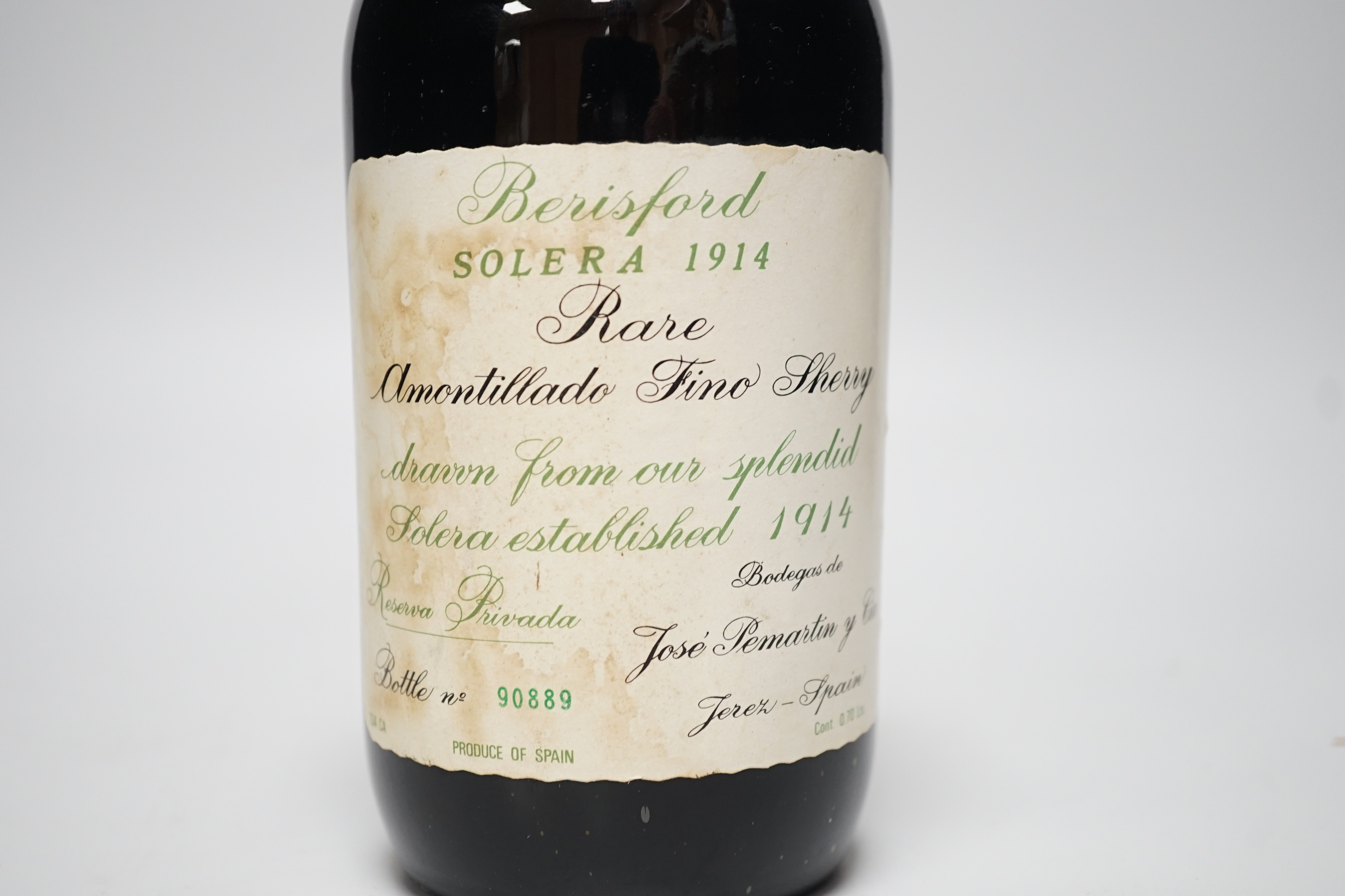 A bottle of Berisford Solera 1914 rare Amontillado fine sherry